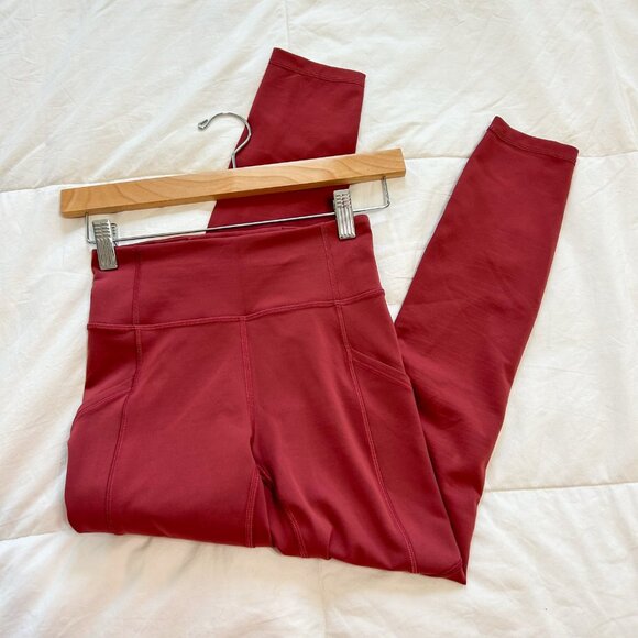 NWOT Lululemon Fast & Free Brushed Nulux 25” High-Rise Tight Red Maroon Size 2 - Picture 6 of 10